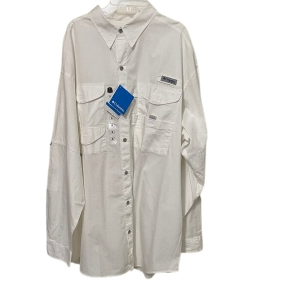 Columbia White PFG Bonehead Long Sleeve Fishing Shirt Mens XL NEW FM7120 - Picture 1 of 12